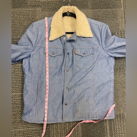 Vintage 70’s Levis Chambray Jacket Button Levis Oren Tag Trucker Sherpa Jacket - Picture 8 of 11